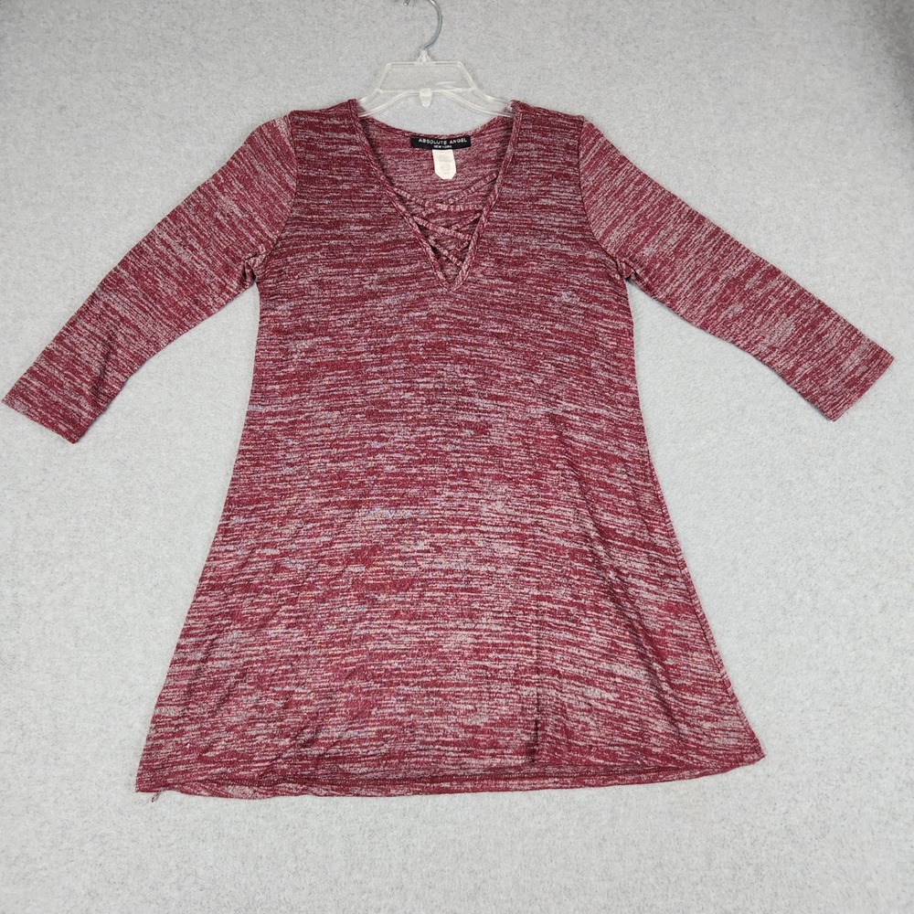 Absolute Angel Tunic Top Women Large Burgundy Space Dye Stretch Criss Cross Neck